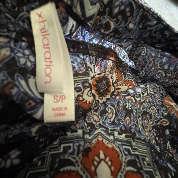 Xhilaration Dark Boho Sheer Maxi Dress Size SM Tiered Floral Whimsigoth Romantic - Picture 13 of 15